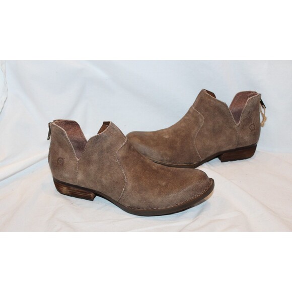 Born Shoes - BORN Kerri Ankle Flat Bootie Boots Leather Western Comfort 7 Taupe Distressed